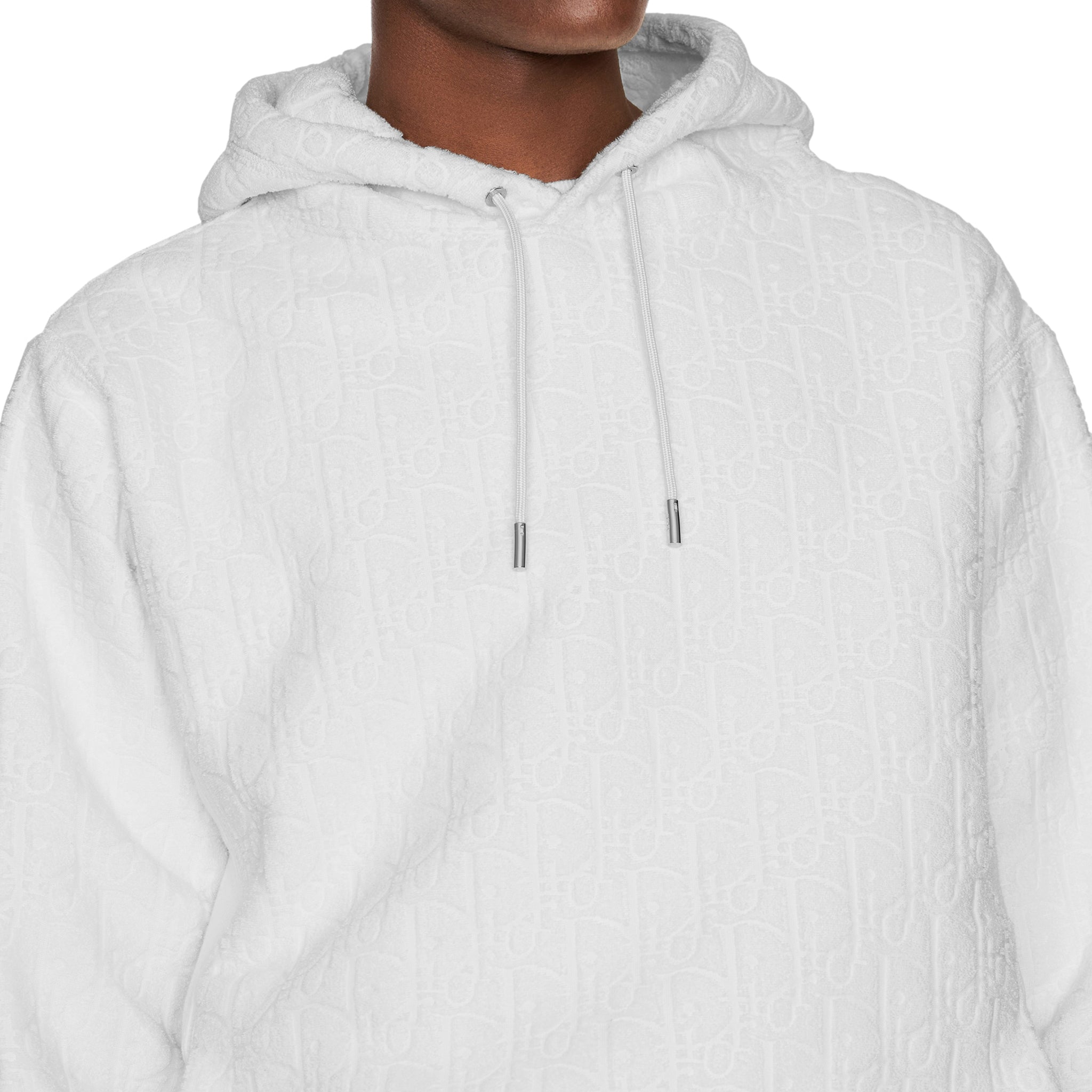 Image of Dior Oblique Towelling Terry White Hoodie